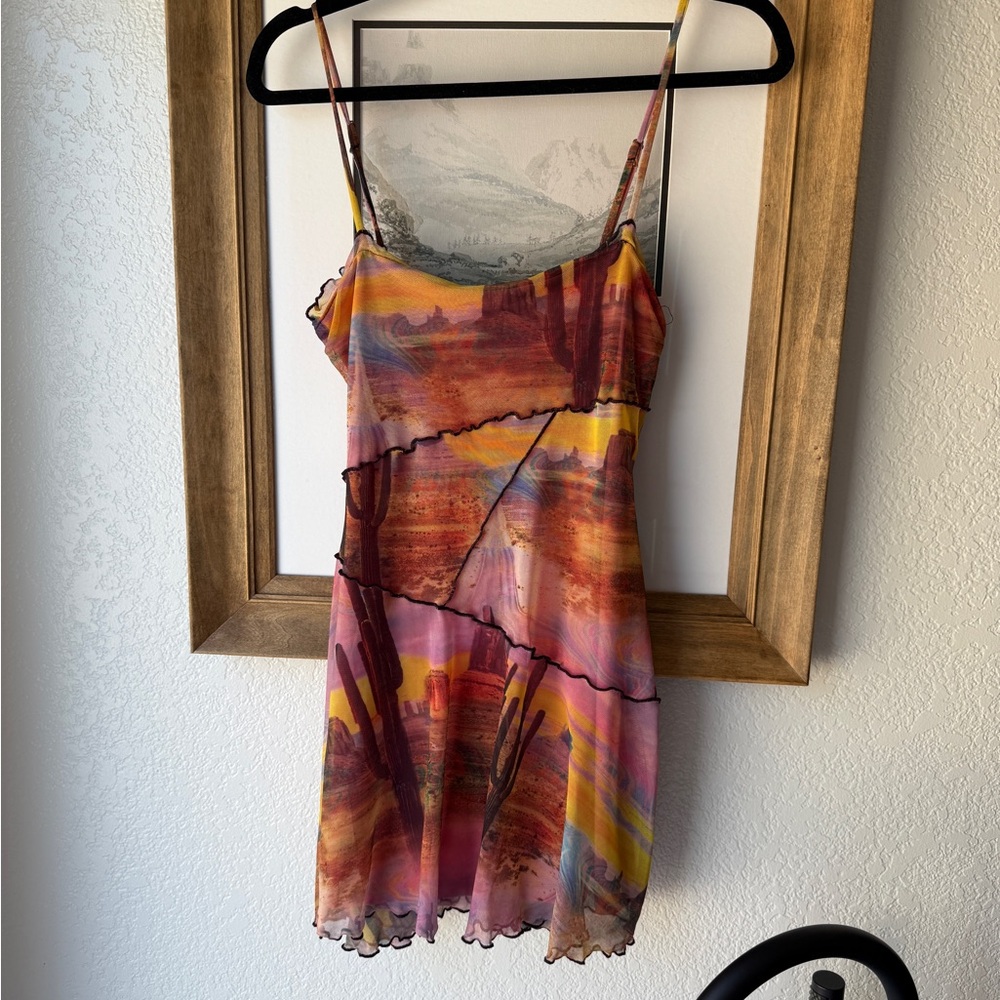 Urban Outfitters Moxie mesh mini slip dress